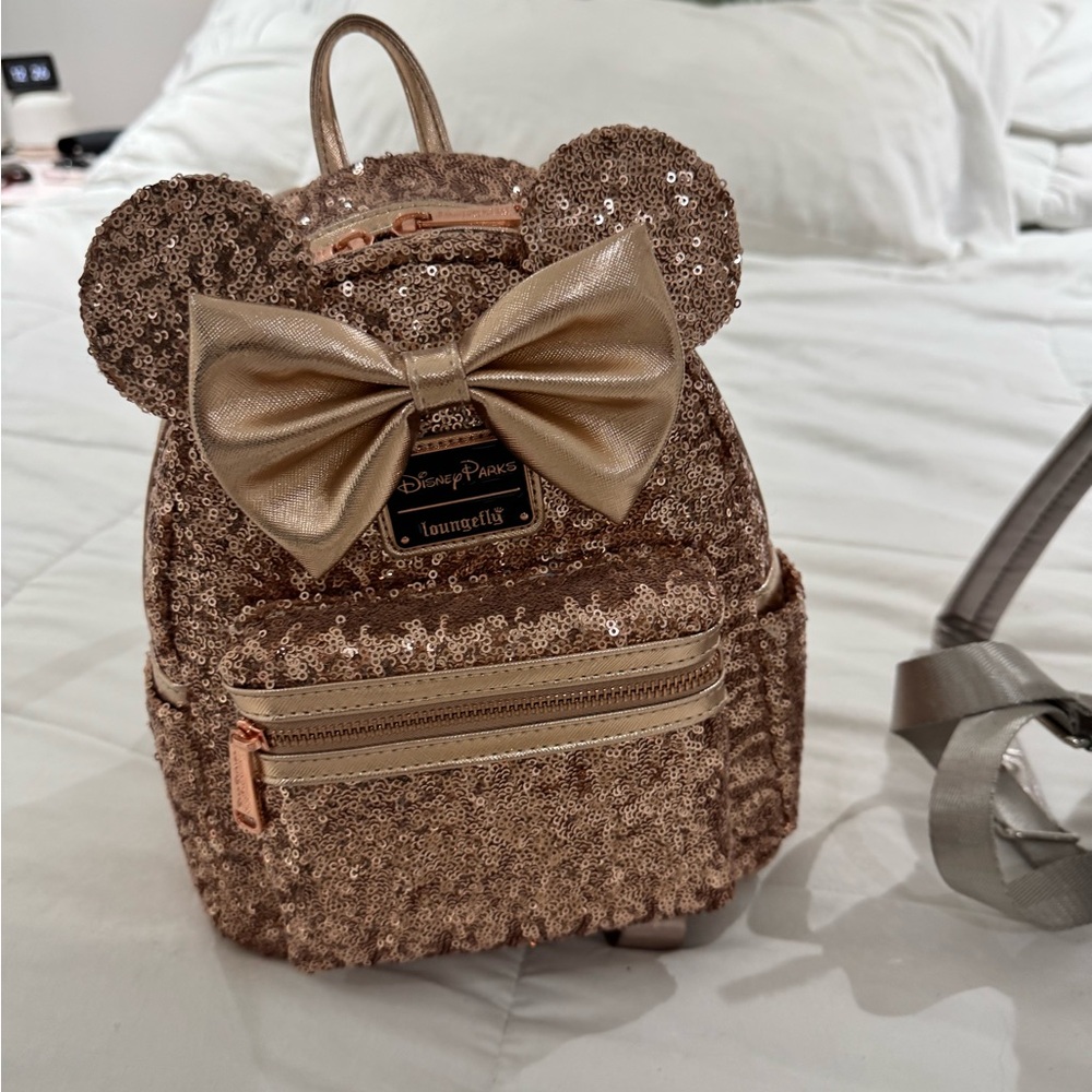 Loungefly Silver Backpack / Rose Gold Sequin Back… - image 1